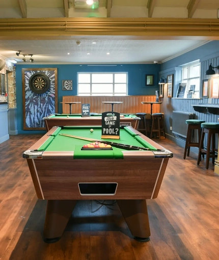 internal room of pub with pool table