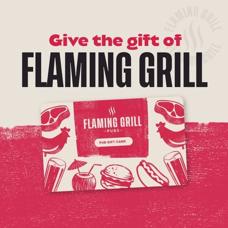 A banner for a Gift Card available at Flaming Grill venues.